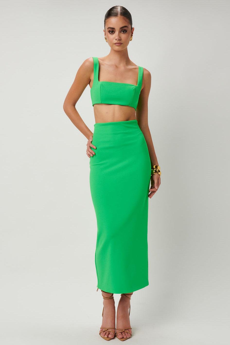 Catia Midi Skirt - Lush Green - JAUS