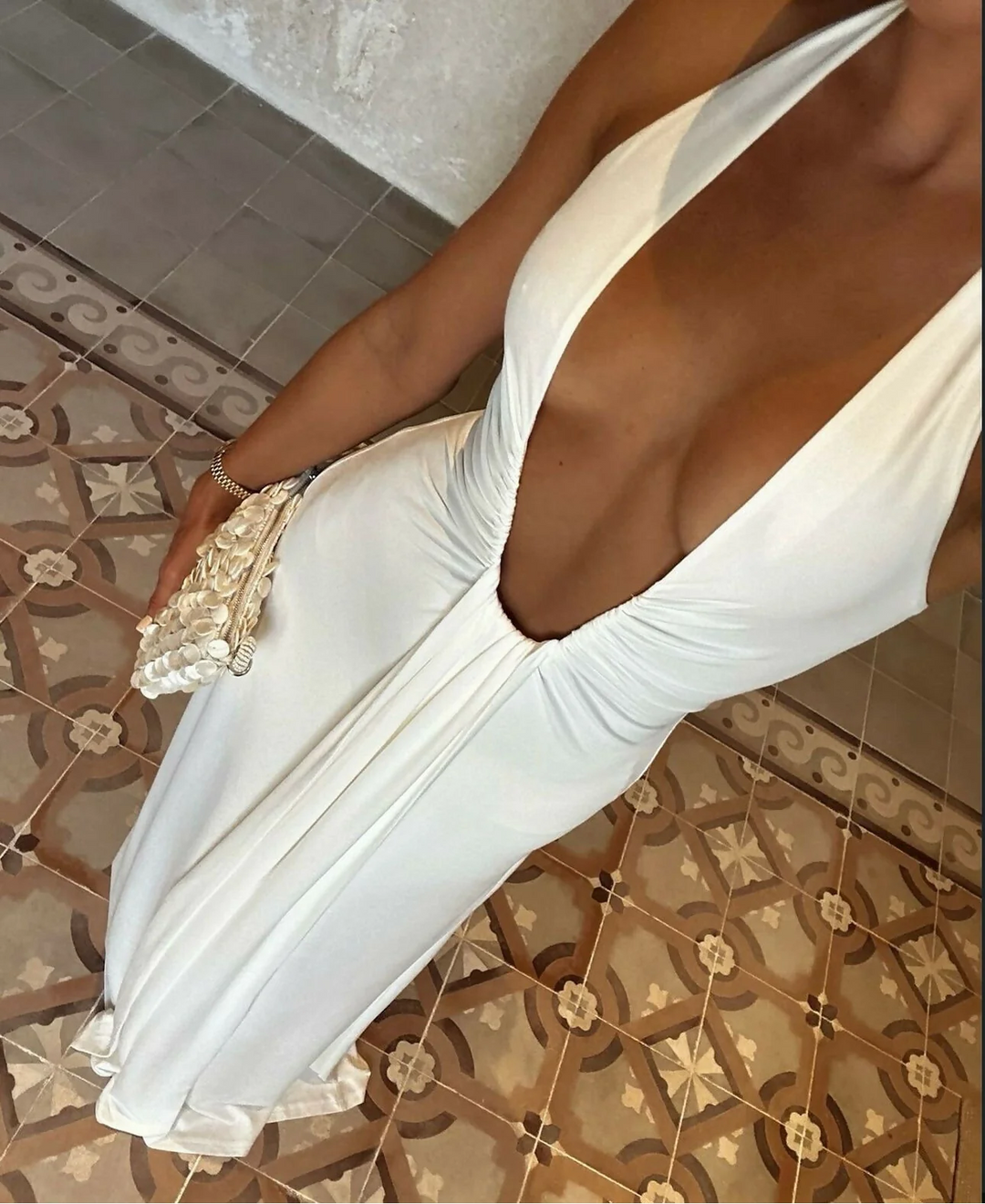 Jennifer Cupro Maxi Dress - White | JAUS