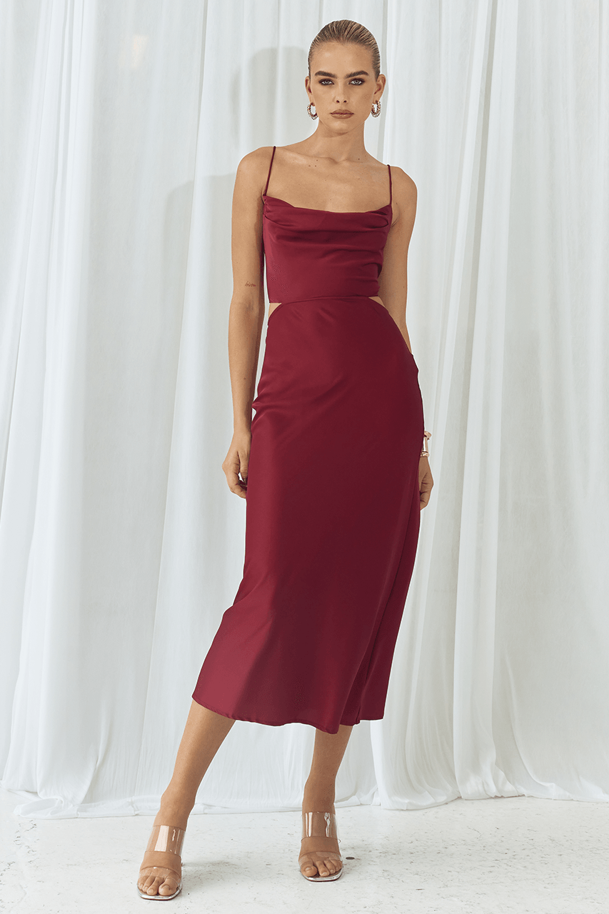 Charissa Slip Dress - Wine - JAUS