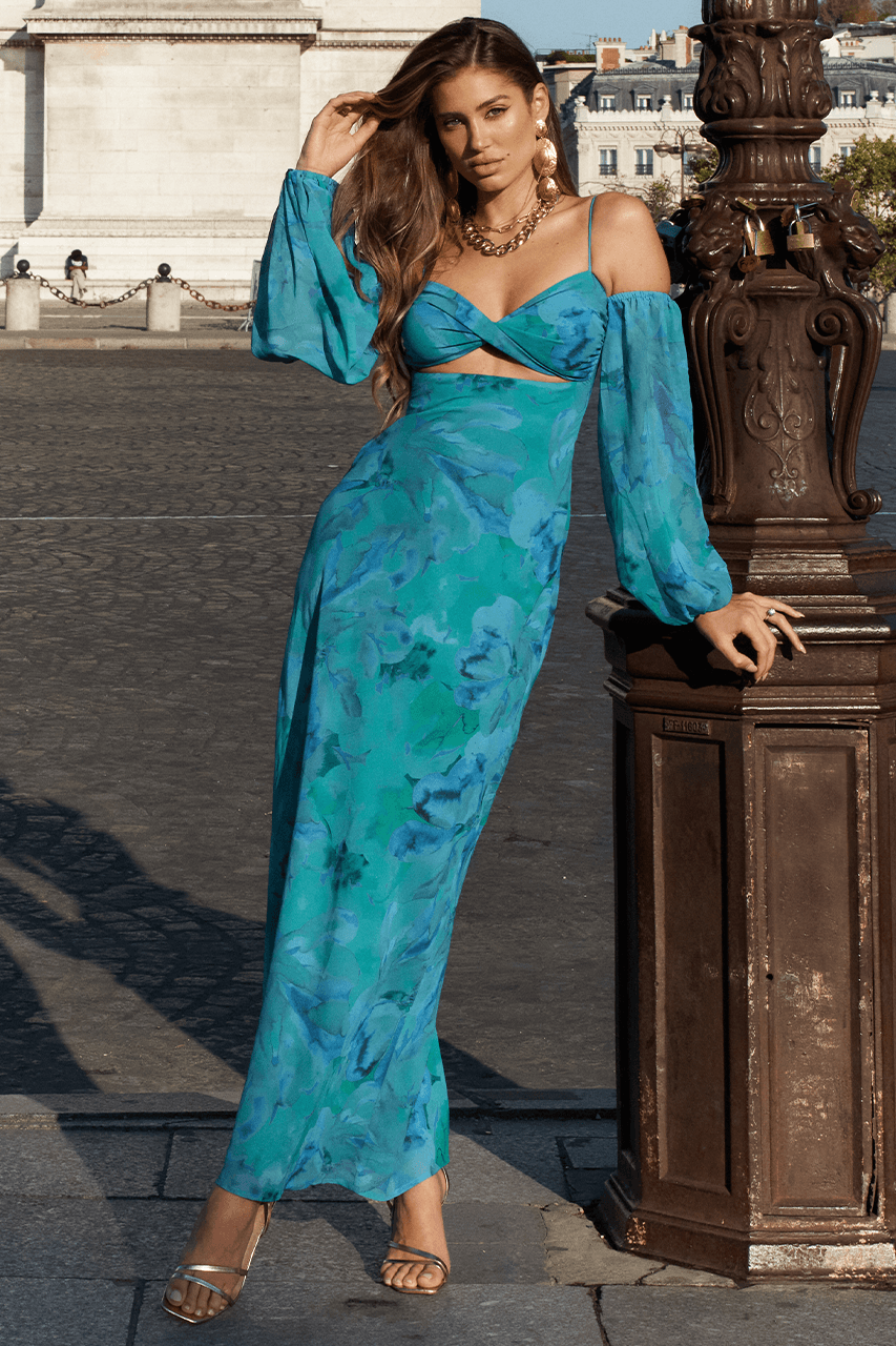 Charly Maxi Dress - Blue Floral - JAUS