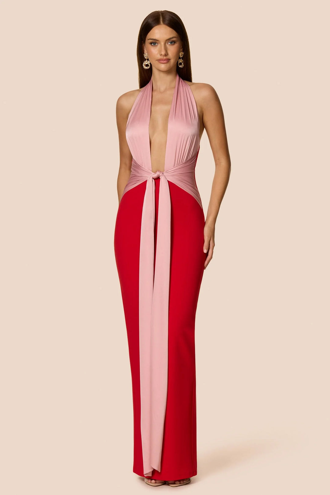 open lace back dress Pink Strapless A-Line Bow Ballgown