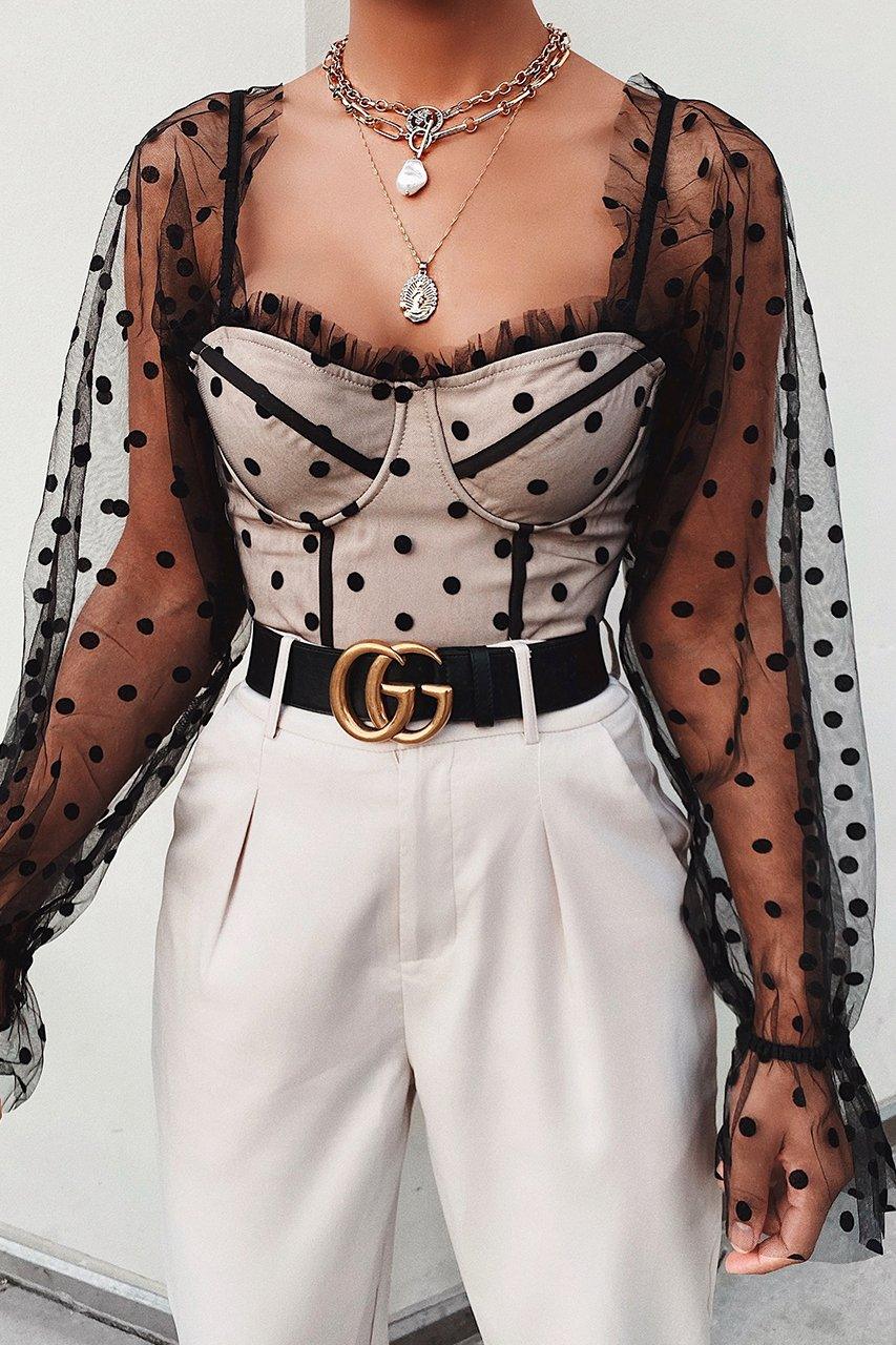 Chloe Top - Black Spot | JAUS
