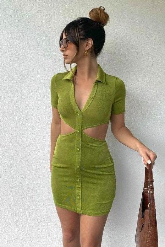 Christelle Mini Dress - Grass - JAUS