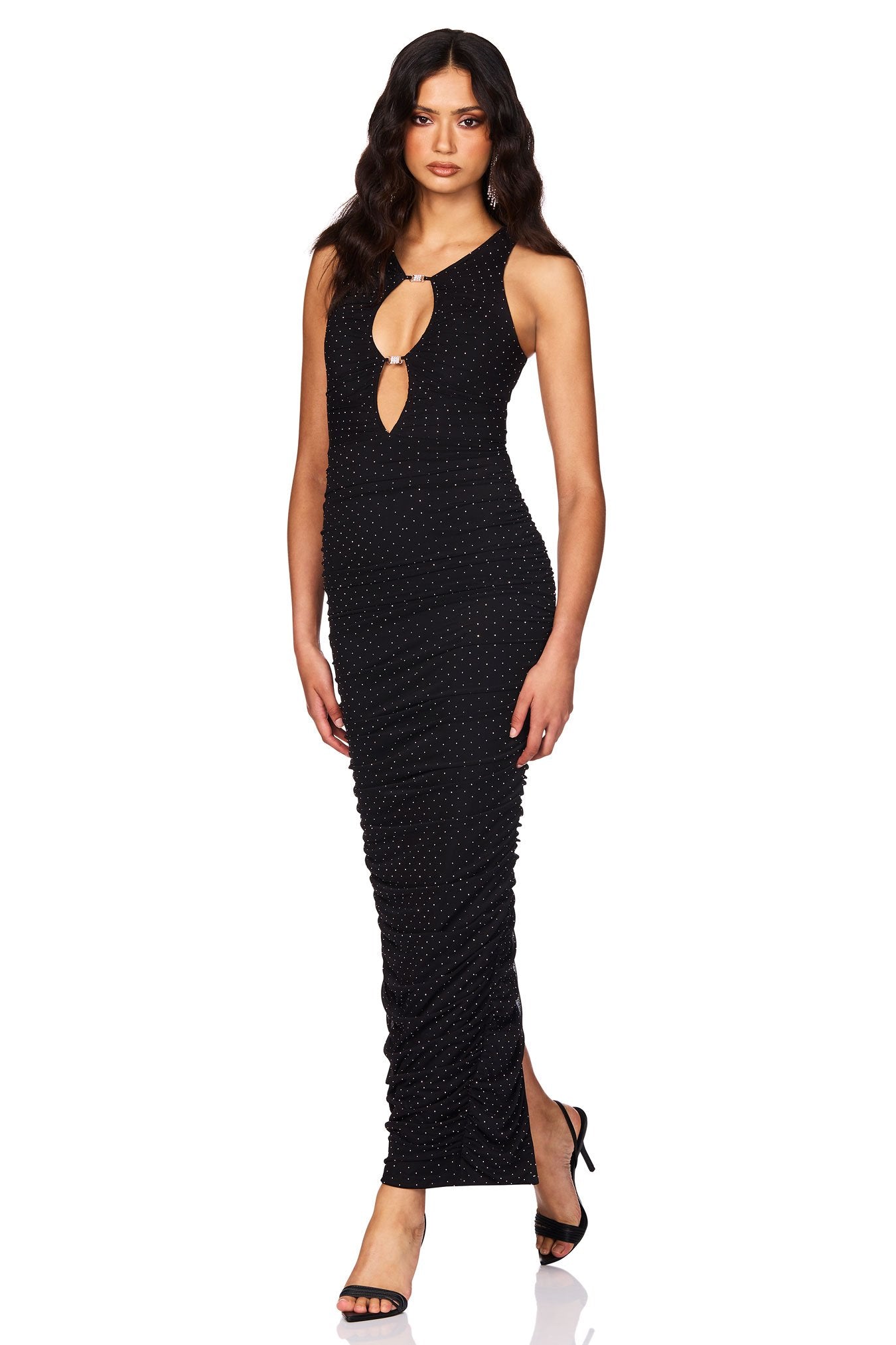 Nookie Crystal Halter Maxi Dress - Black - SHOPJAUS - JAUS