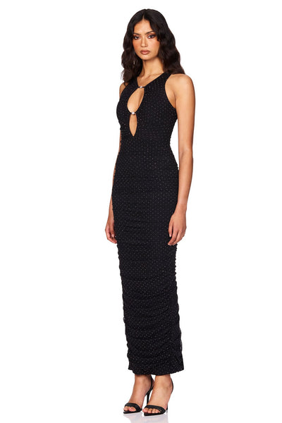 Nookie Crystal Halter Maxi Dress - Black - SHOPJAUS - JAUS