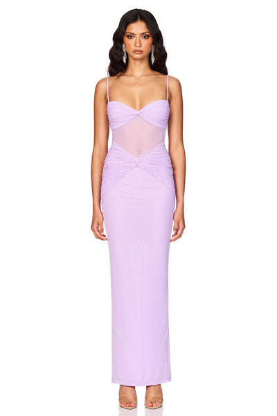 Nookie Crystal Mesh Maxi Dress - Lilac - SHOPJAUS - JAUS