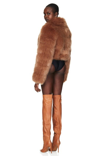 Nookie Tatiana Faux Fur Crop Jacket - Tan - SHOPJAUS - JAUS