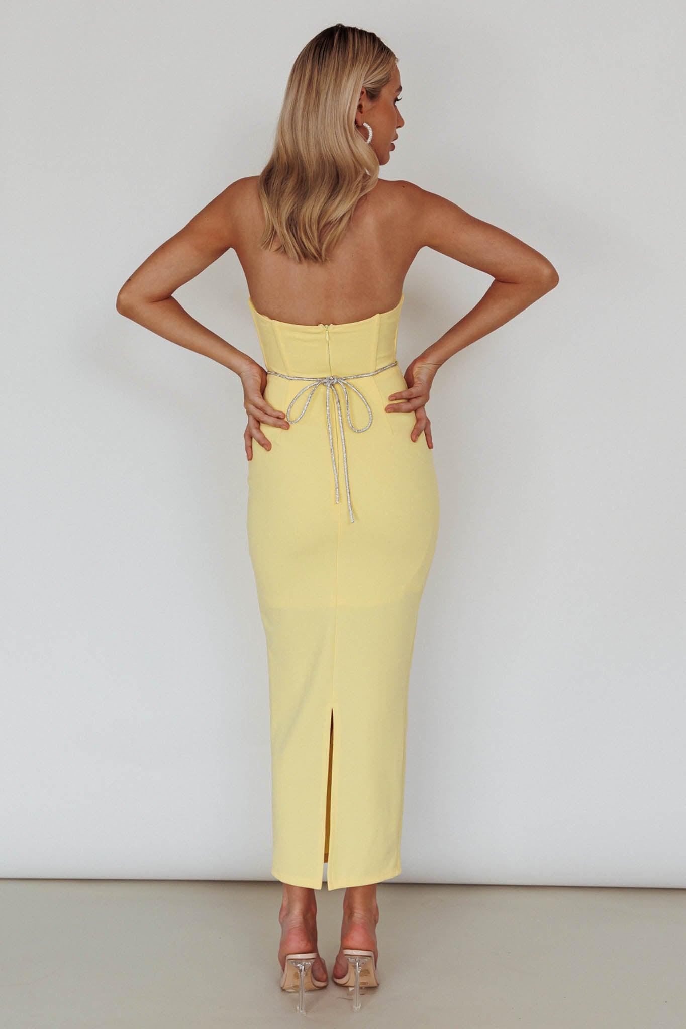 Diamonds Midi Dress - Yellow - JAUS