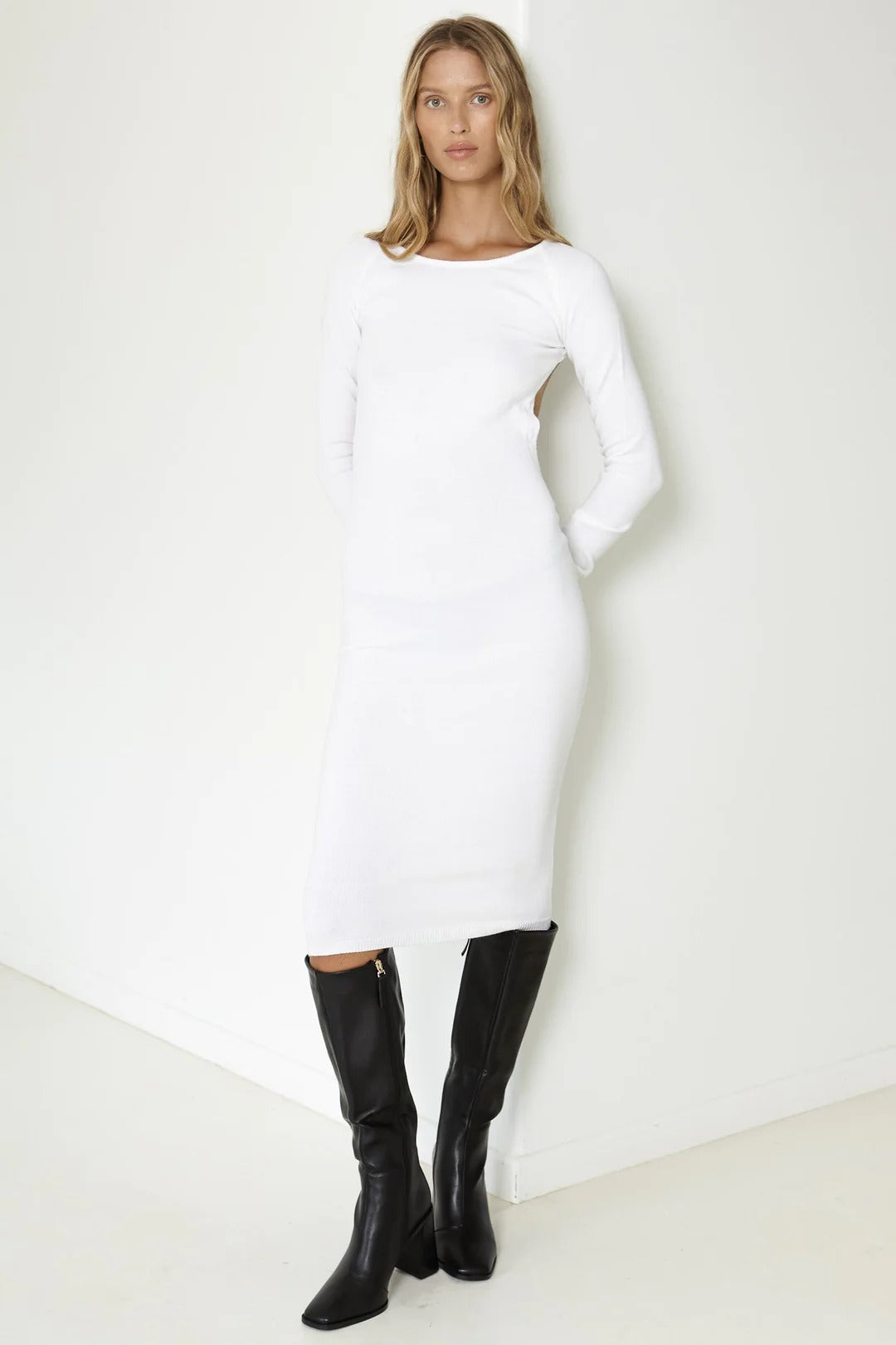 Mabel Midi Dress - White - SHOPJAUS - JAUS