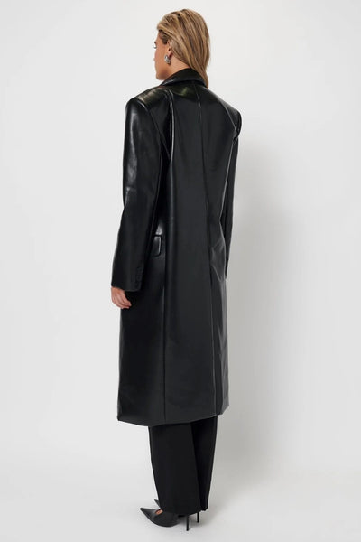 Leather Trench Coat - Black - SHOPJAUS - JAUS