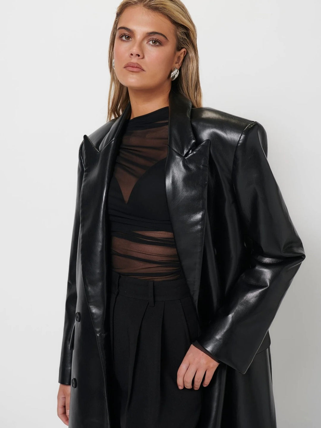 ジャケット・アウター French leather coat BLACK Leather Trench Coat - Black | JAUS