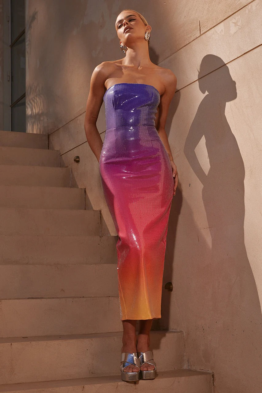 Malibu Midi Dress - Sunset - SHOPJAUS - JAUS