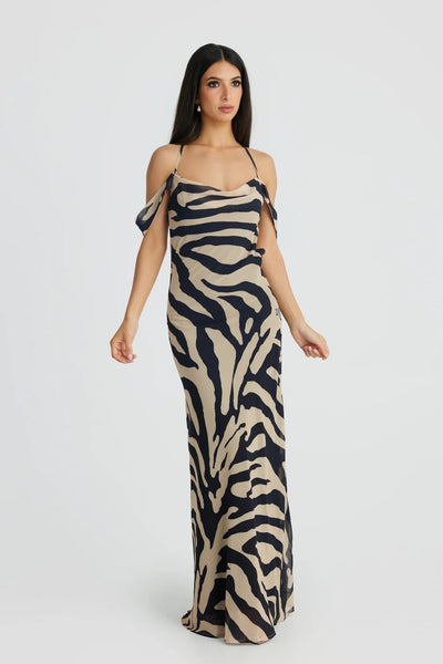 Vienna Bias Cut Gown - Zebra - SHOPJAUS - JAUS