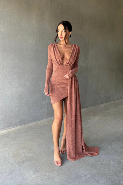 Mariya Dress - Bronze Foil - SHOPJAUS - JAUS