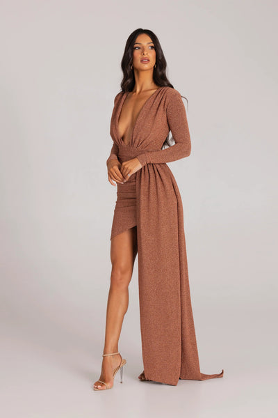 Mariya Dress - Bronze Foil - SHOPJAUS - JAUS