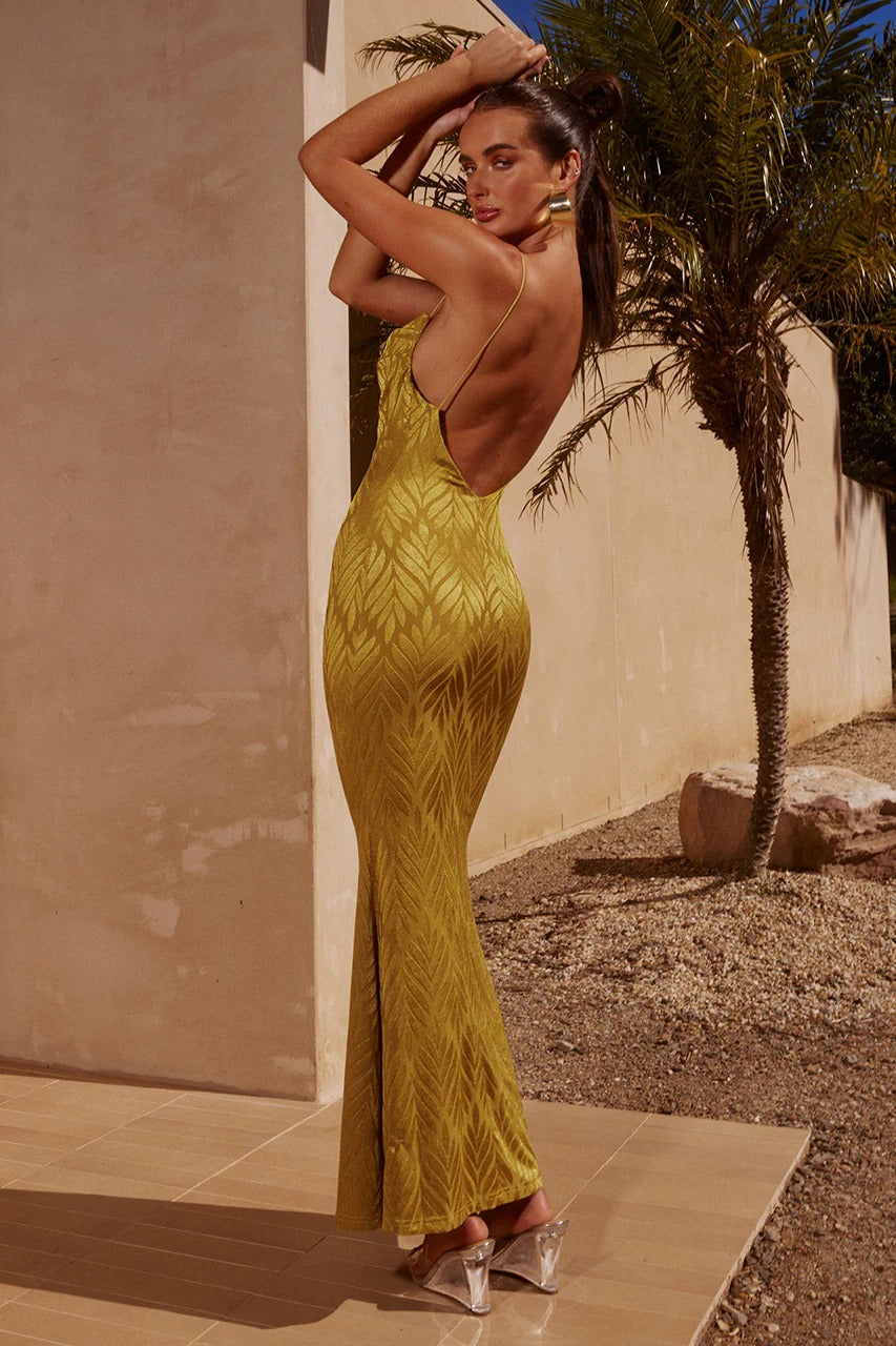 green emerald velvet dress Fay Maxi Dress
