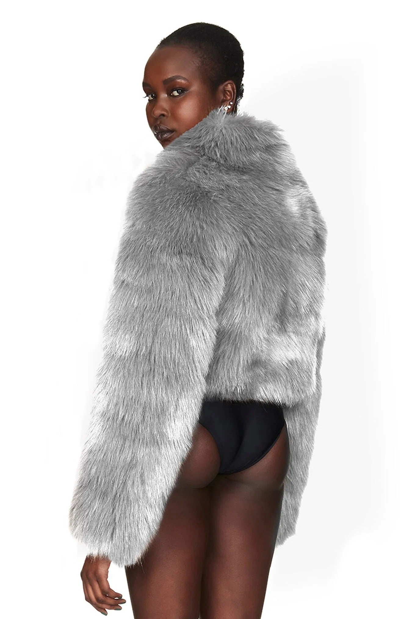 Nookie Tatiana Faux Fur Crop Jacket - Grey - SHOPJAUS - JAUS