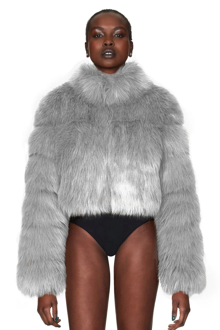 Alo Yoga Fluffy Crop Coat Alo Yoga Fur Cropped Jacket Lavender Fur