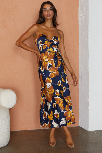 Milani Midi Dress - Navy Print - SHOPJAUS - JAUS