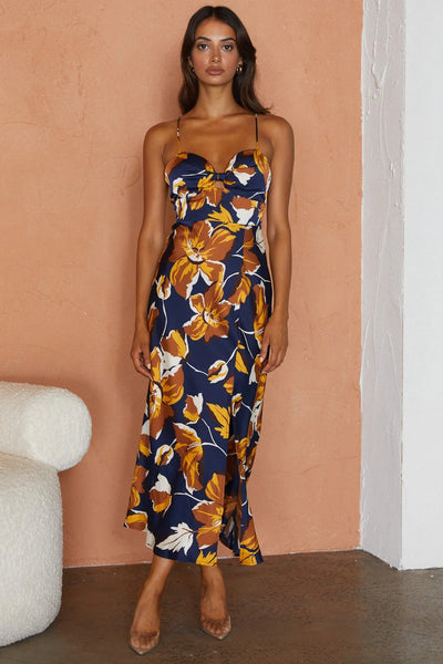 Milani Midi Dress - Navy Print - SHOPJAUS - JAUS