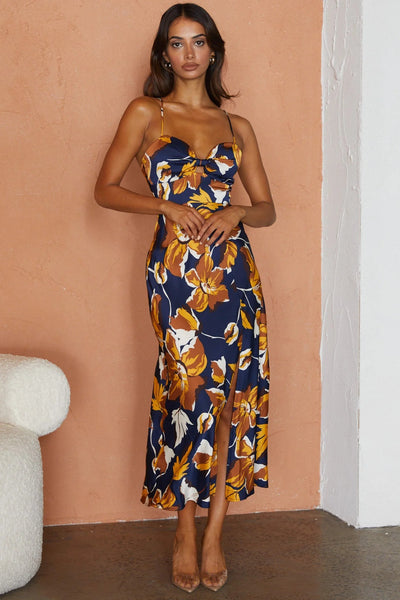 Milani Midi Dress - Navy Print - SHOPJAUS - JAUS