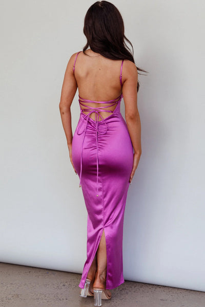 Sera Lace Up Back Dress - Violet - SHOPJAUS - JAUS