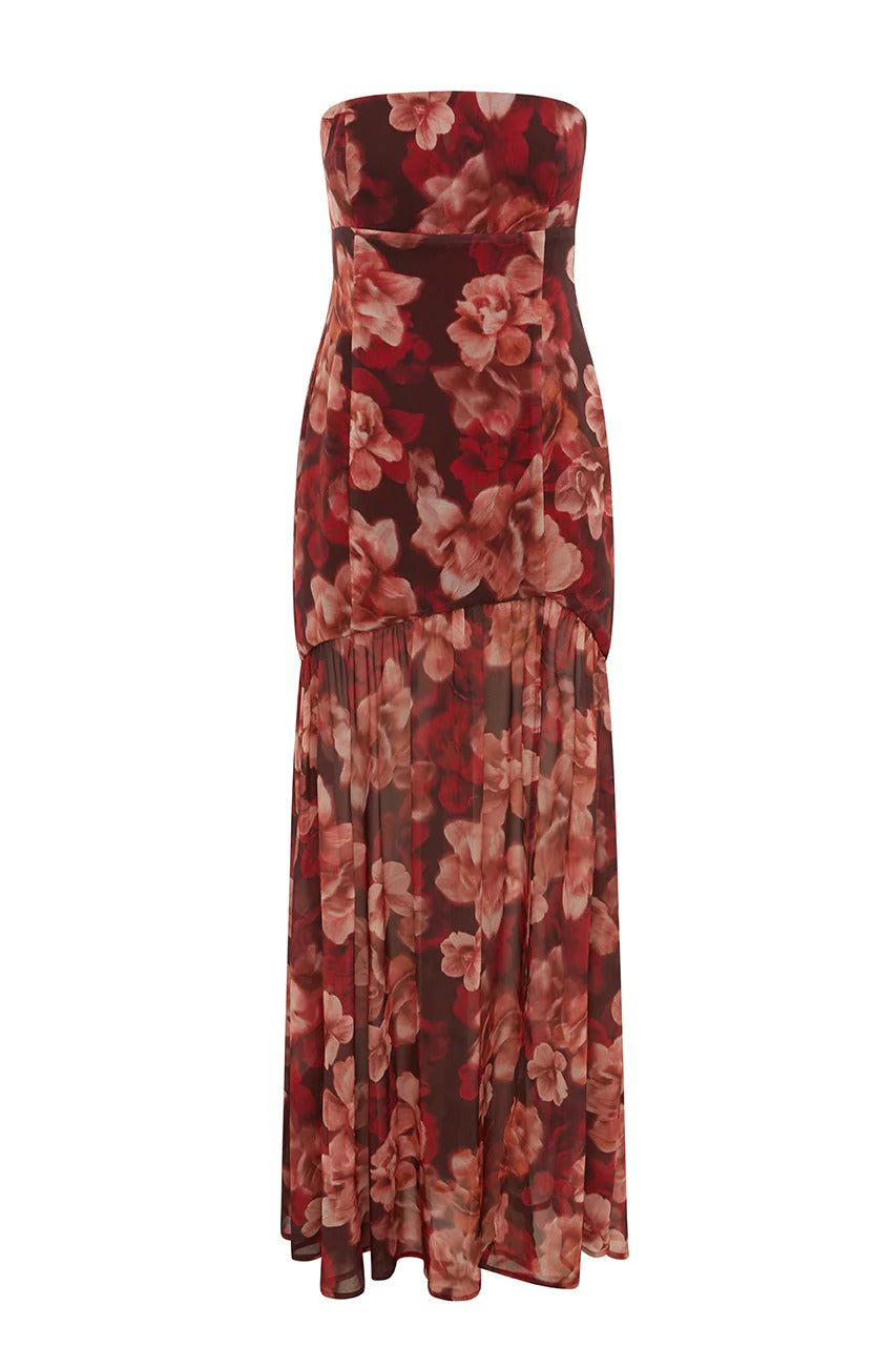 Avril Maxi Dress - Wine Floral - SHOPJAUS - JAUS