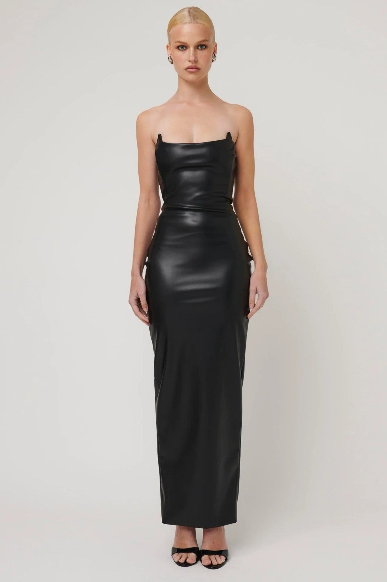 Elodie Dress - Faux Leather Black - SHOPJAUS - JAUS