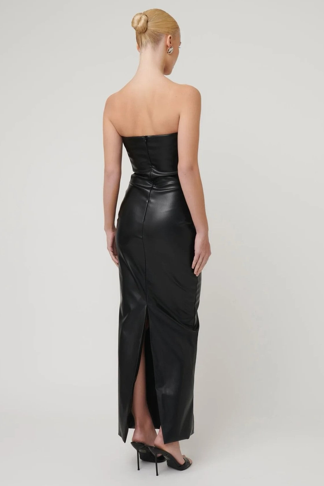 Elodie Dress - Faux Leather Black - SHOPJAUS - JAUS