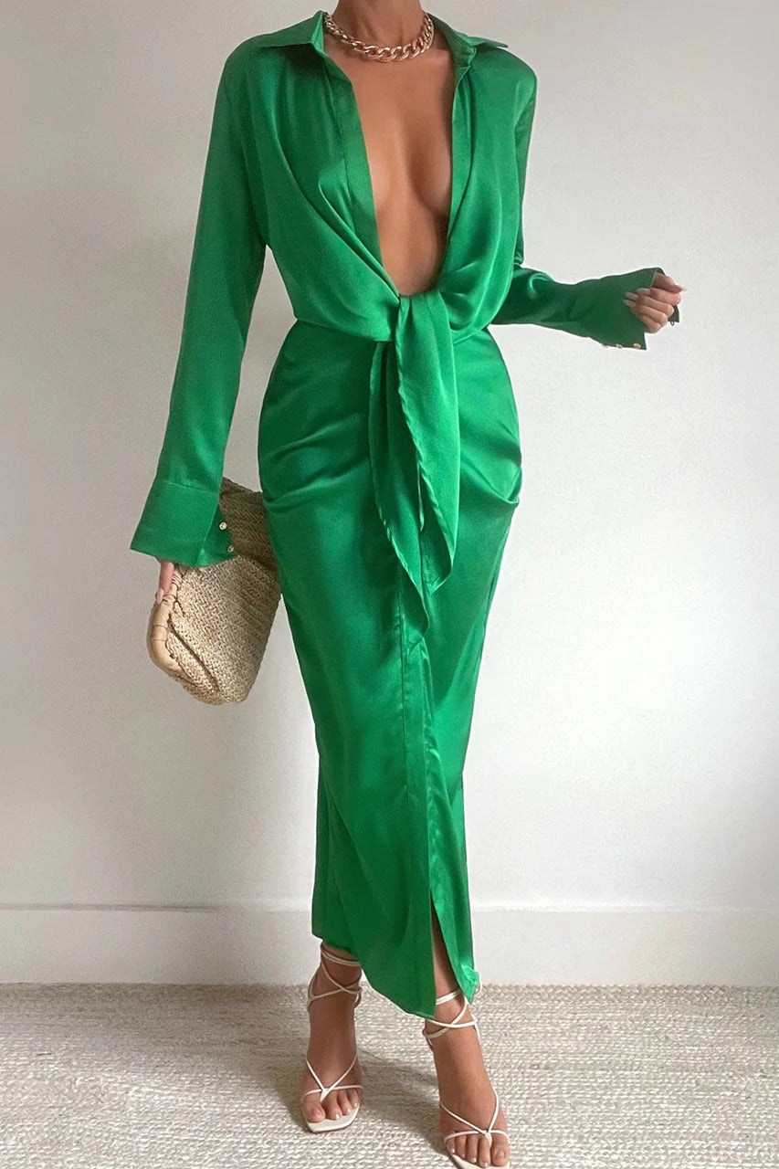 Aja Midi Dress - Green - SHOPJAUS - JAUS