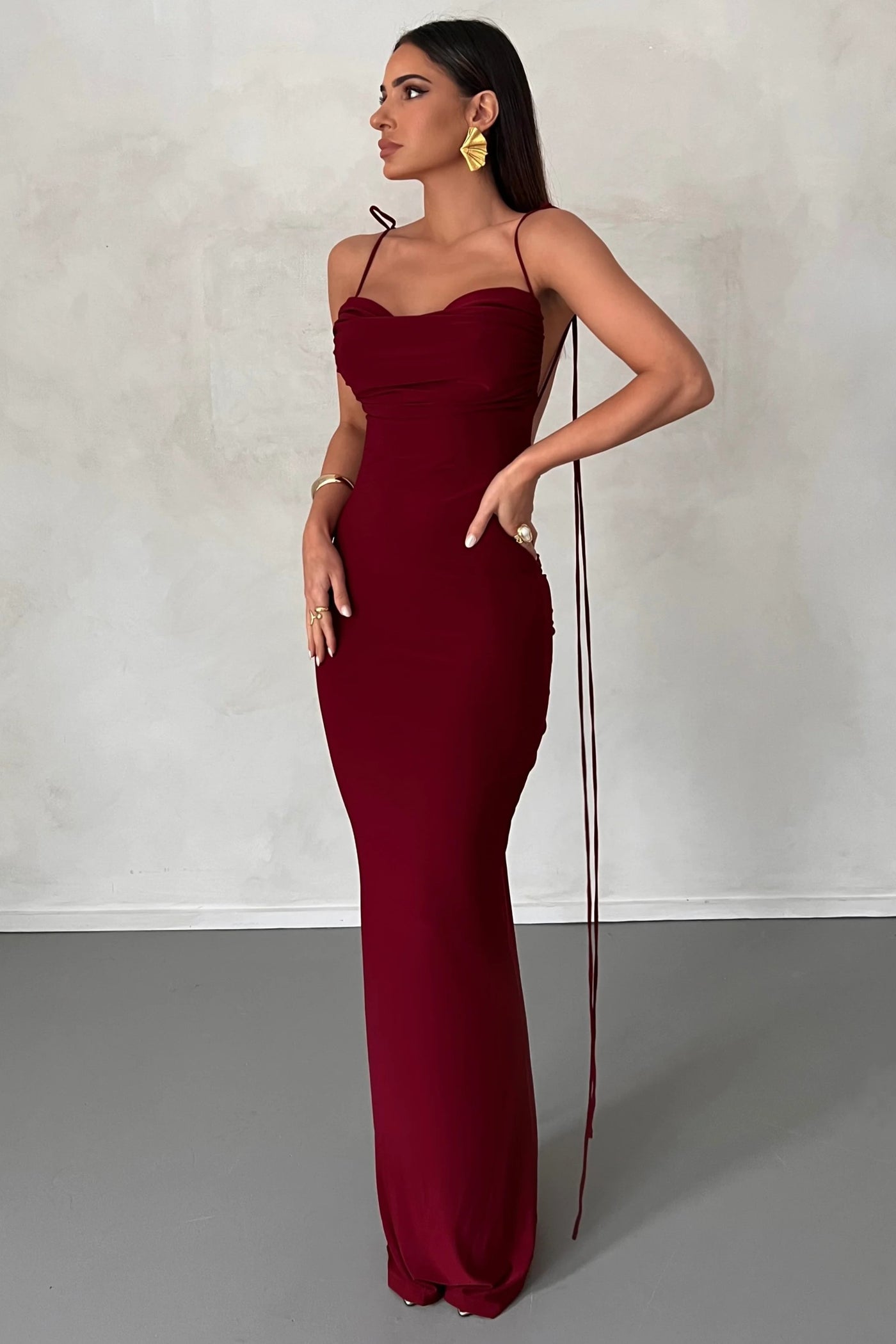 Jiani Gown - Wine - SHOPJAUS - JAUS