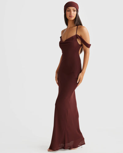 Vienna Bias Cut Gown - Brown - SHOPJAUS - JAUS