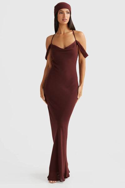 Vienna Bias Cut Gown - Brown - SHOPJAUS - JAUS