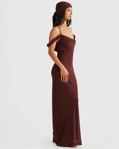 Vienna Bias Cut Gown - Brown - SHOPJAUS - JAUS