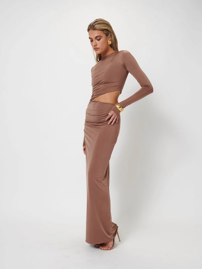 Cara Maxi Dress - Coffee - SHOPJAUS - JAUS