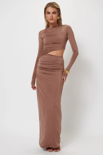 Cara Maxi Dress - Coffee - SHOPJAUS - JAUS