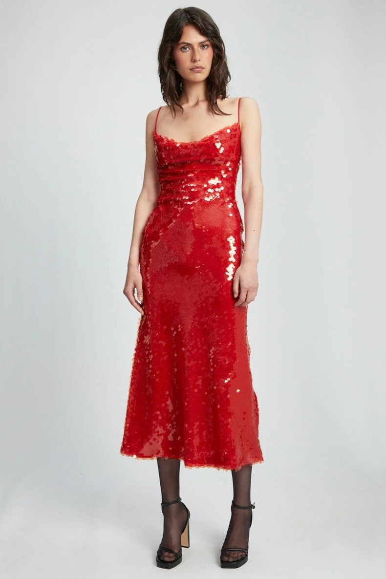 Karina Sequin Maxi Dress - Red - SHOPJAUS - JAUS