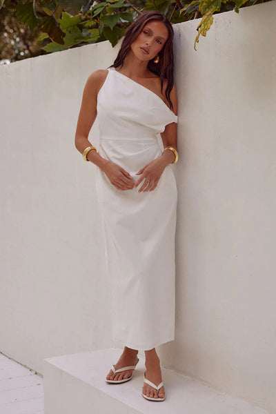 Jasmin Midi Dress - White - SHOPJAUS - JAUS