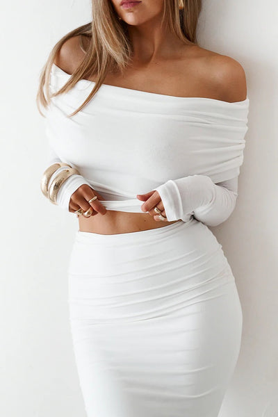 Sheer Long Sleeve Top - White - SHOPJAUS - JAUS