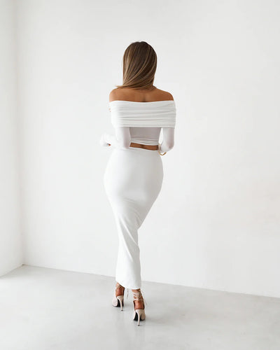 Sheer Long Sleeve Top - White - SHOPJAUS - JAUS