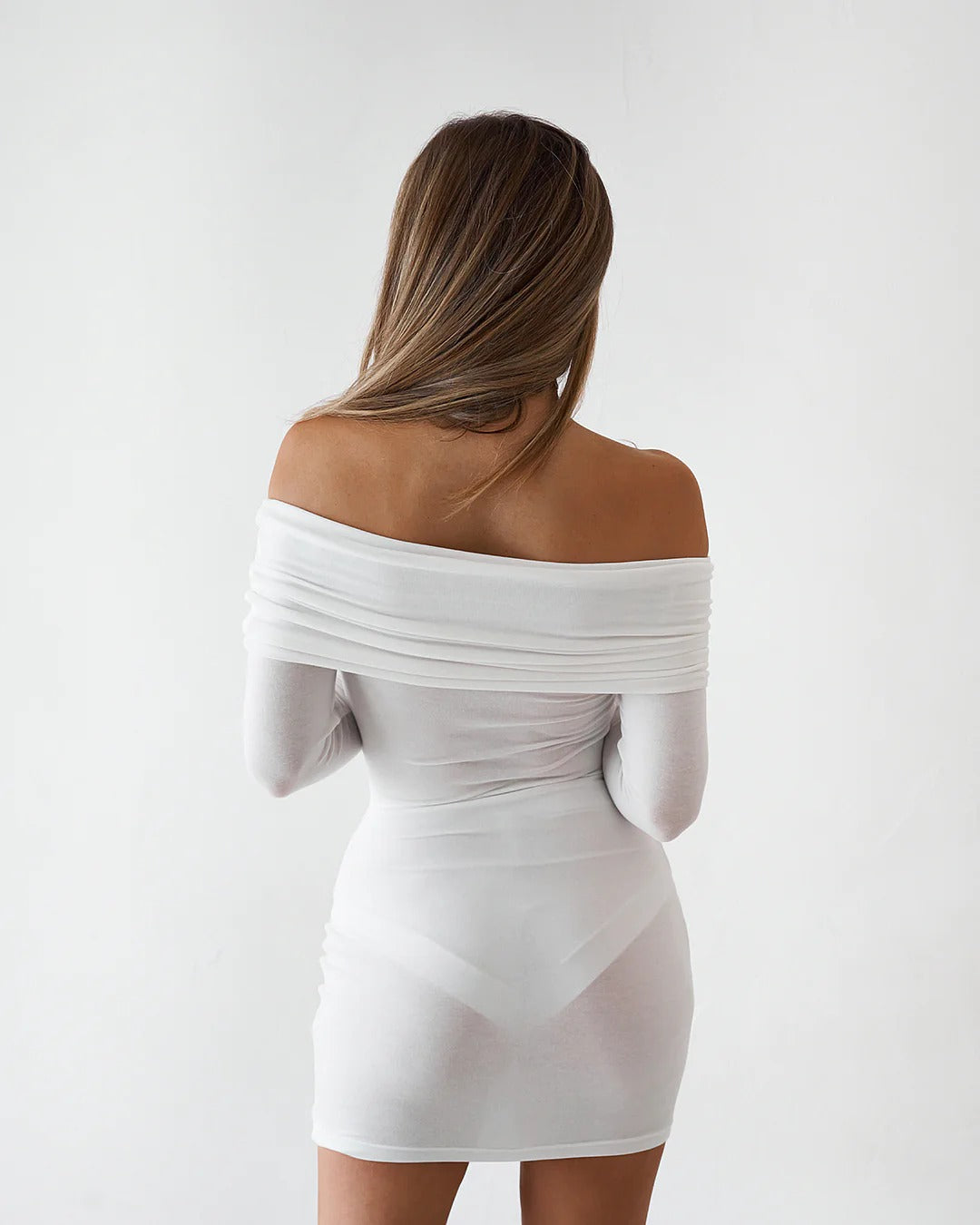 Sheer Mini Dress - White - SHOPJAUS - JAUS