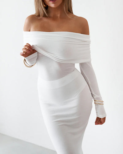 Sheer Maxi Dress - White - SHOPJAUS - JAUS