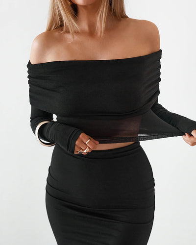 Sheer Long Sleeve Top - Black - SHOPJAUS - JAUS