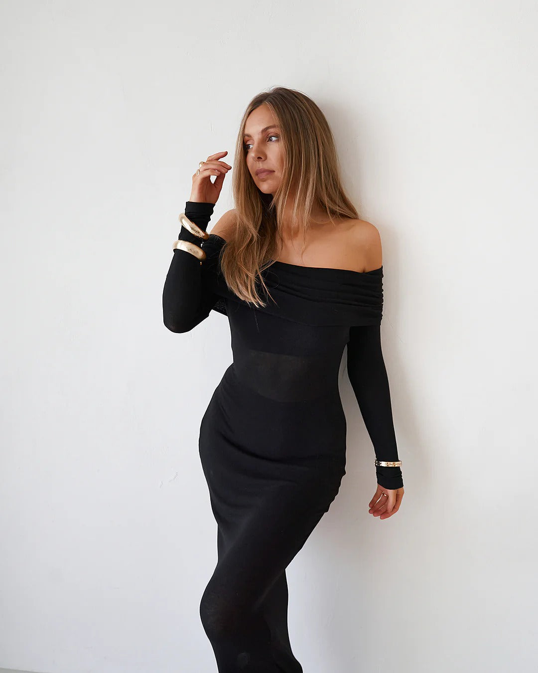 Sheer Maxi Dress - Black | JAUS