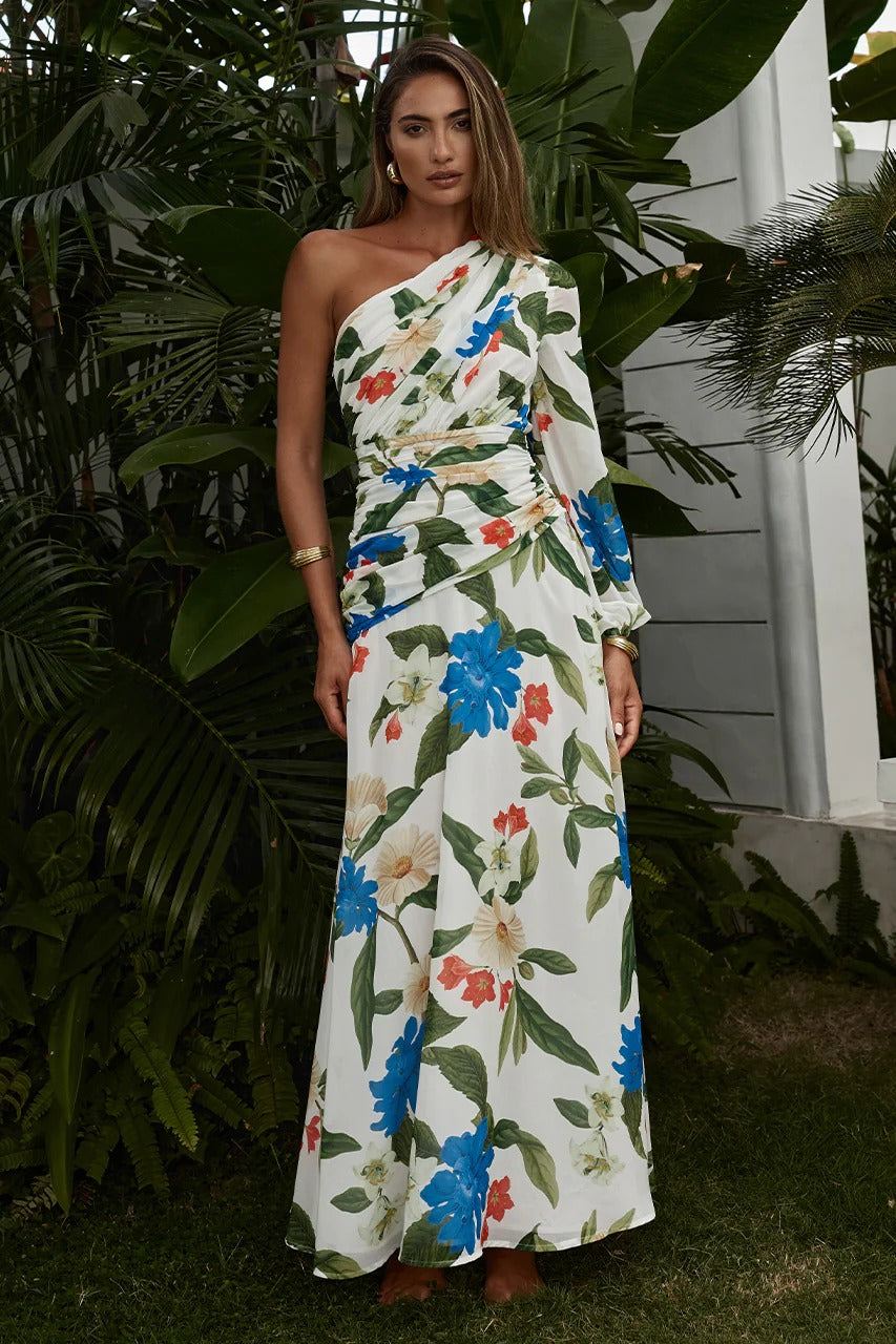 Flora Maxi Dress - White Floral - SHOPJAUS - JAUS