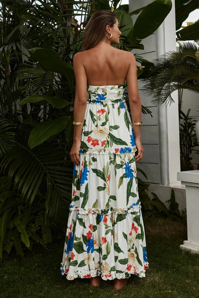 Dario Maxi Dress - White Floral - SHOPJAUS - JAUS