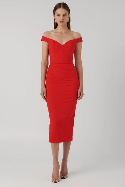 Aami Midi Dress - Cherry Red - SHOPJAUS - JAUS