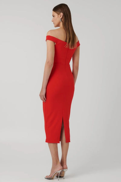 Aami Midi Dress - Cherry Red - SHOPJAUS - JAUS