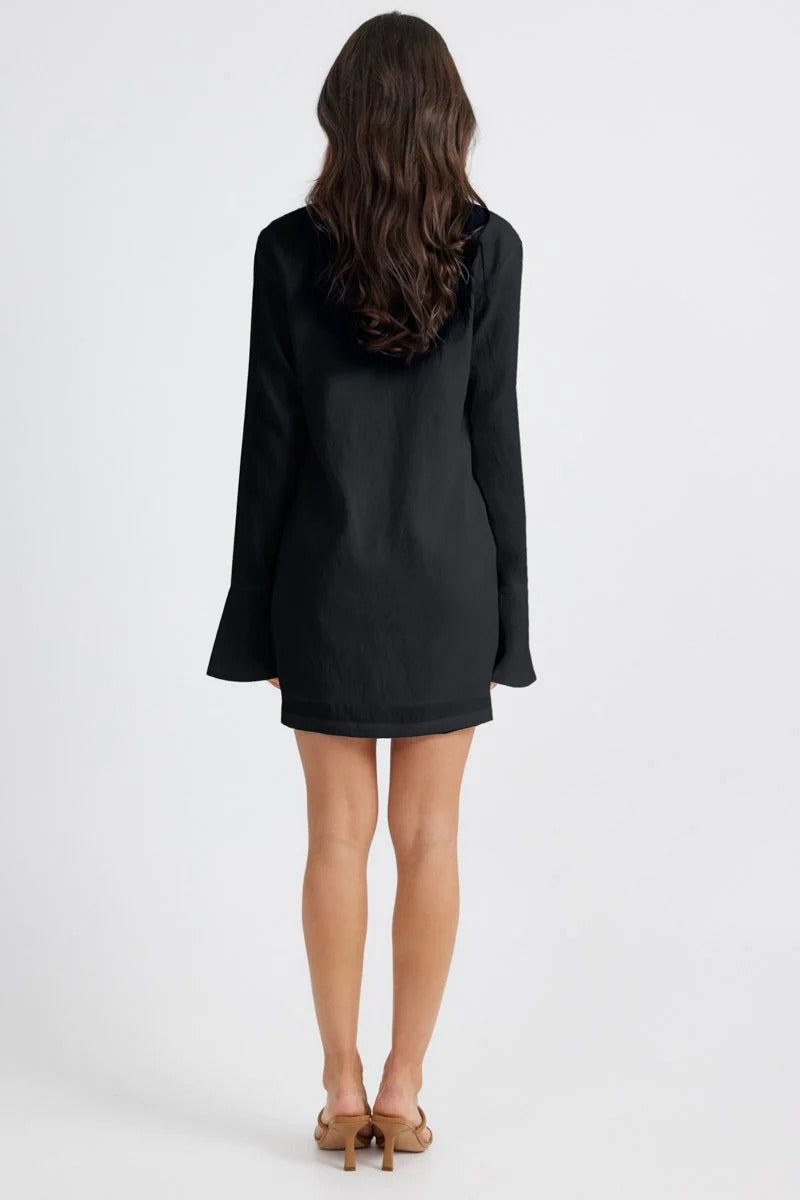 Elaine Lace Up Mini Dress - Black | JAUS Elaine Lace Up Mini Dress - Black | JAUS