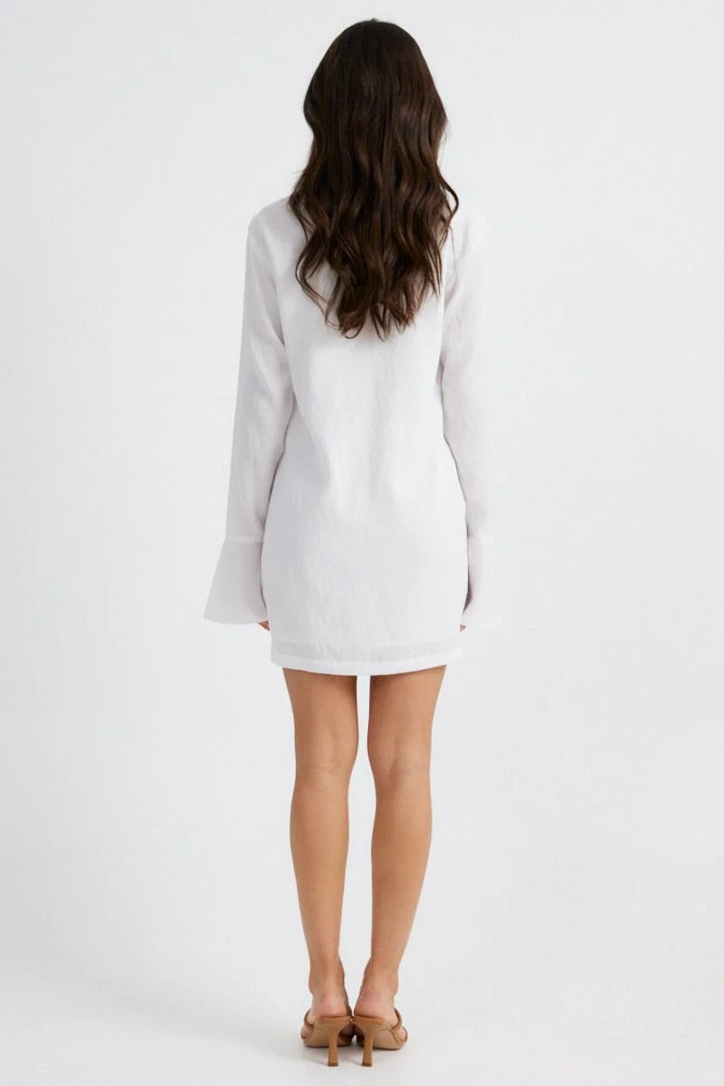 Elaine Lace Up Mini Dress - White - SHOPJAUS - JAUS